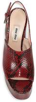Thumbnail for your product : Miu Miu Snakeskin-Embossed Leather Platform Slingback Sandals