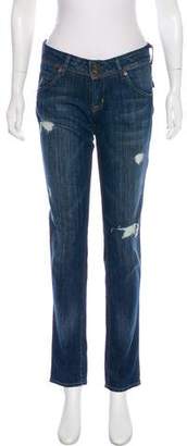 Hudson Distressed Mid-Rise Jeans