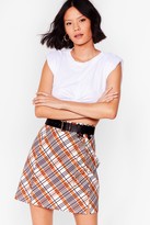 Thumbnail for your product : Nasty Gal Womens Check High Waisted Slit Mini Skirt - Beige - 12
