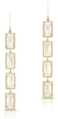 Anne Sisteron Yellow Gold Mother of Pearl Diamond Rectangle Drops Earrings