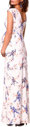 Tiffany Rose Maternity Leaf-Print V-Neck Cap-Sleeve Maxi Dress