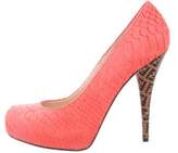Thumbnail for your product : Fendi Suede Round-Toe Pumps