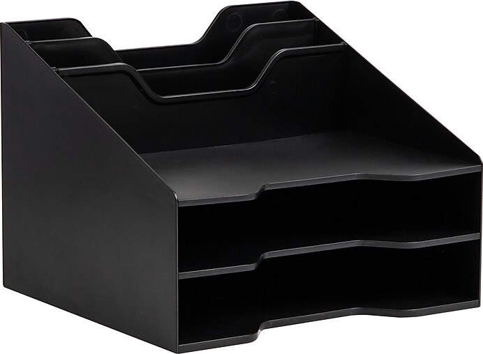 Mind Reader 5-Compartment Plastic Desk Tray, Black (ANCHBOX5-BLK)