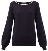 Thumbnail for your product : Johnstons of Elgin Lilla Sleeve-stripe Cashmere Sweater - Navy White