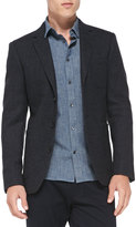 Thumbnail for your product : Vince Rustic Herringbone Three-Button Blazer, Navy
