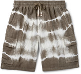 Thumbnail for your product : Altea Tie-Dyed Linen Drawstring Shorts - Men - Green