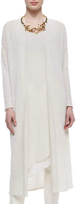 Eileen Fisher Washable Linen Crepe Maxi Cardigan, Plus Size