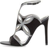 Thumbnail for your product : Rene Caovilla Strappy Suede & Crystal Sandal, Black/Silver