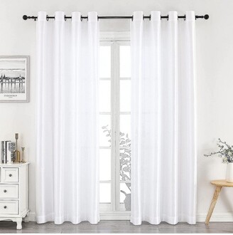 GoodGram Montauk Accents 2 Pack Ultra Luxurious Faux Silk Sheer Grommet Top Curtain Panels - 52 in. W x 84 in. L, Beige
