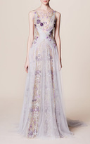 Thumbnail for your product : Marchesa Illusion Floral Embroidered Gown