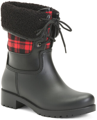 boots with plaid cuff