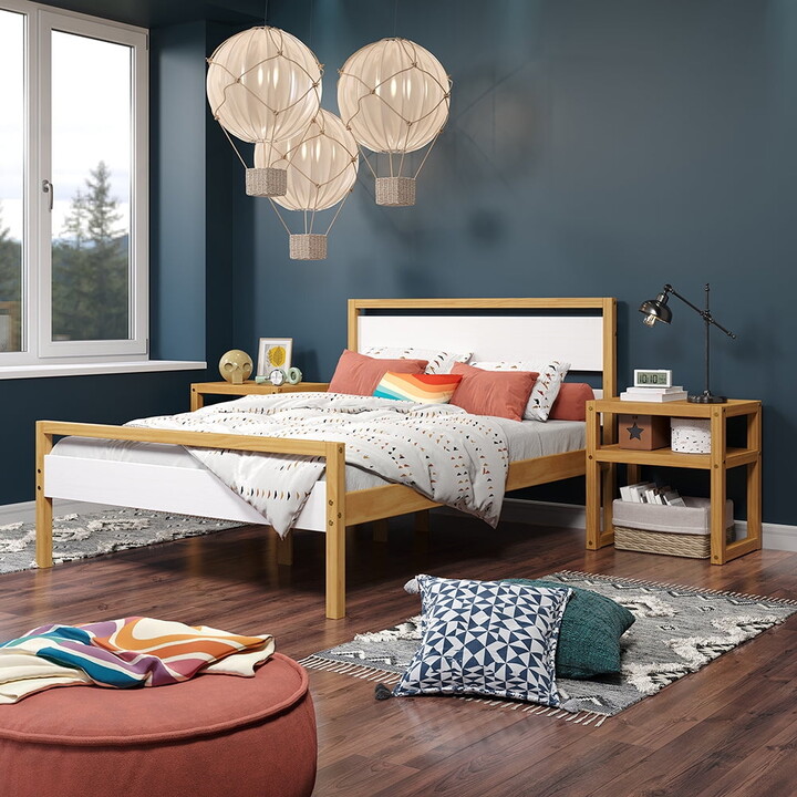 P'kolino P’kolino Quadra Solid Wood Two-Tone Full Kids' bed frame, white and natural