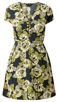 Thumbnail for your product : New Look Green Rose V Neck Button Front Skater Dress