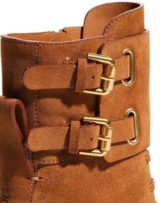 See by Chloe Mallory Suede Buckle-Cuff Moto Combat Booties