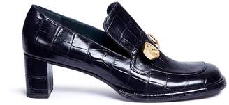 Mulberry Safety pin croc embossed leather loafer pumps
