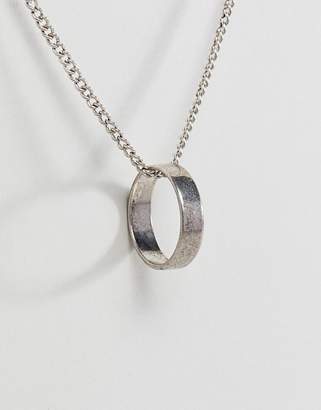 ASOS Necklace With Ring Pendant In Burnished Silver