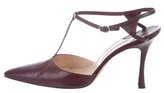 Thumbnail for your product : Manolo Blahnik Lizard-Trimmed T-Strap Pumps