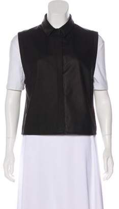 Ji Oh Leather Button-Up Vest Black Leather Button-Up Vest