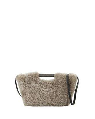 Brunello Cucinelli Small Shearling Tote Bag w/Shoulder Strap, Gray