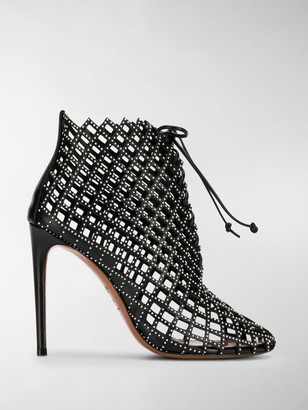 laser cut booties low heel
