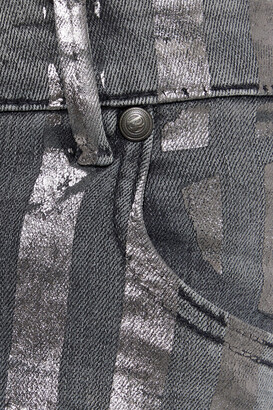 Pierre Balmain Metallic striped low-rise skinny jeans