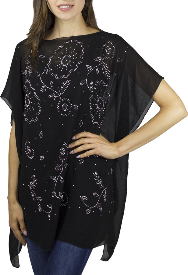 Jessica Mcclintock Women’s Floral Rhinestone Poncho