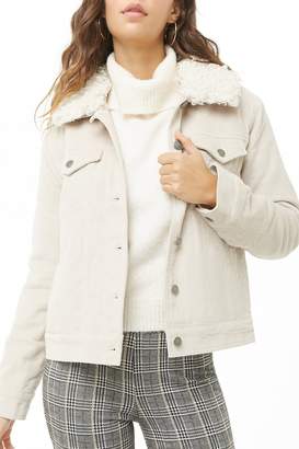 white furry jacket forever 21