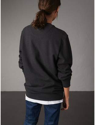 Burberry Unisex Beasts Print Silk Panel Cotton Sweatshirt