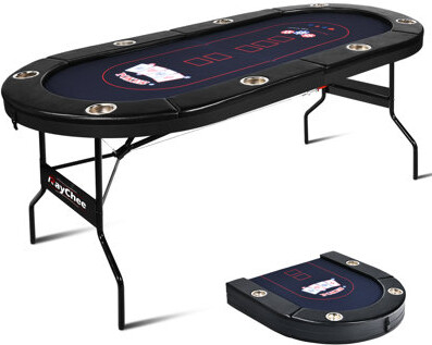RayChee 71" 8-Player Foldable Poker Table with Padded Rails and Cup Holders