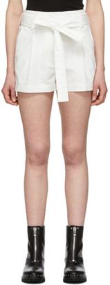 white high waisted belted shorts