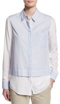Thumbnail for your product : Vince Layered Striped Button-Down Shirt