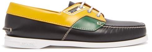 Prada Leather Deck Shoes Mens Black Multi Shopstyle