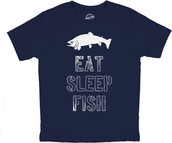 Crazy Dog T-Shirts, Inc. YouthEatSleepFishTShirtFunnyFishingTeeCoolGraphicFunCrazyforKids-CrazyDogYouthTShirtForFishersNavyS