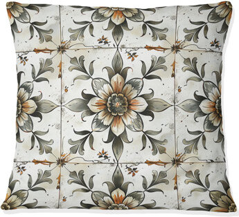 Floral Farmhouse Tiles - Farmhouse Throw Pillow