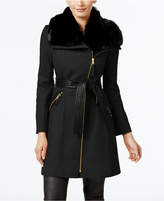 Thumbnail for your product : Via Spiga Petite Mixed-Media Belted Walker Coat