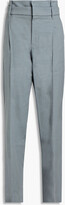 Linen-blend twill tapered pants 