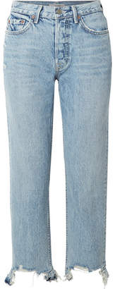 GRLFRND Helena Distressed High-rise Straight-leg Jeans