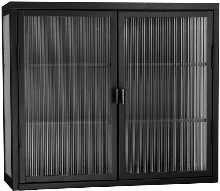 Mieres Double Fluted Glass Door Floor/Wall With Detachable