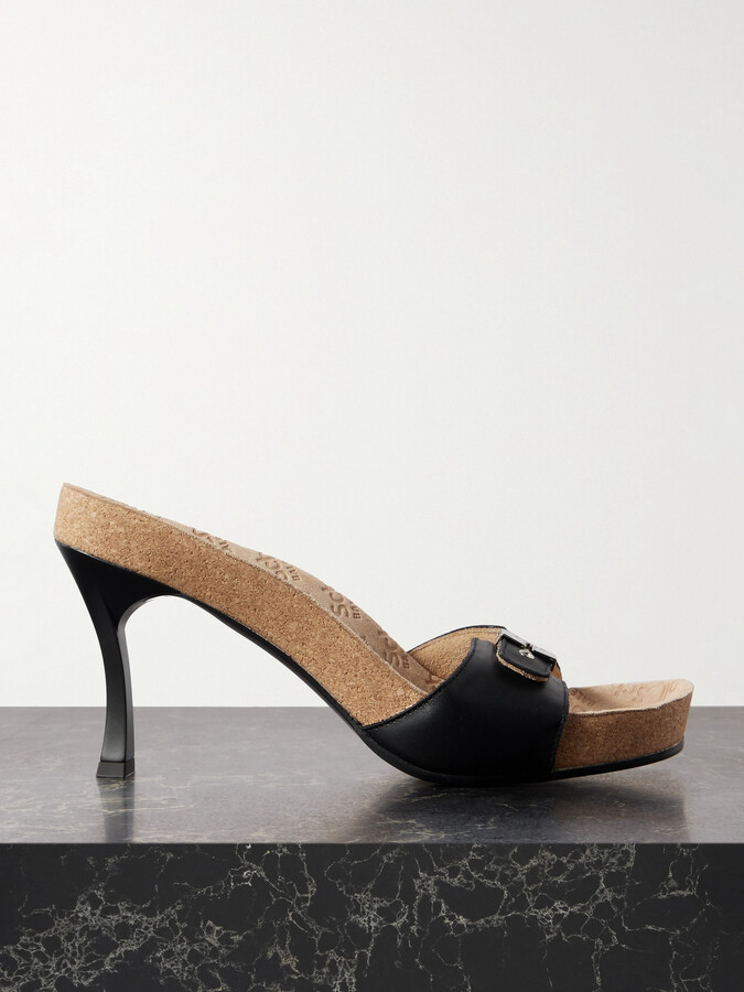 Balenciaga + Scholl Embellished Leather Mules - Black