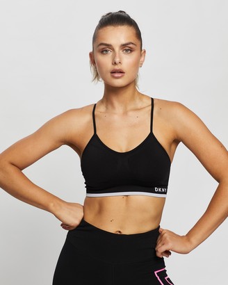 DKNY Women's Black Crop Tops - Low Impact Strappy Seamless Bra - Size XS at The Iconic
