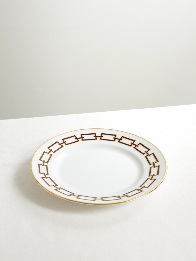 GINORI 1735 - Catene Gold-plated Porcelain Dessert Plate - White