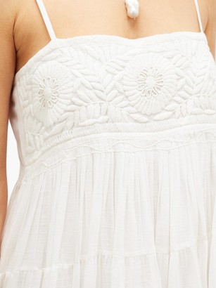 Anaak Viola Chrysanthemum-embroidered Cotton-blend Dress - White