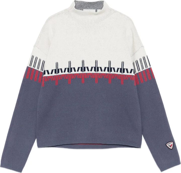 Rossignol Patterned Mock-Neck Sweater