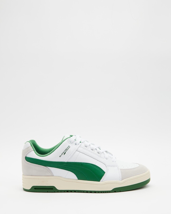 puma suede black green