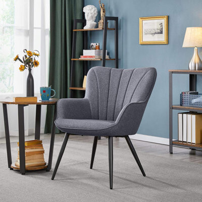Corrigan Studio Modern Armchair With Metal Legs Comfortable Upholstered Bucket Chair Suitable For Living Rooms Bedrooms Dressing Tables And Other Spaces.