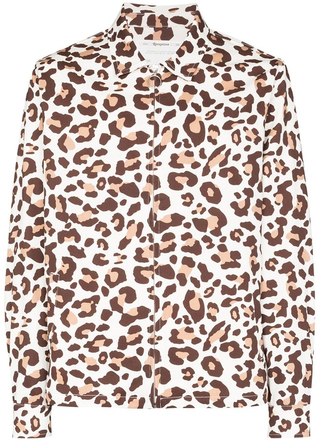 ARTFFEL Mens Basic Long Sleeve Button Down Leopard Print Club Shirts 