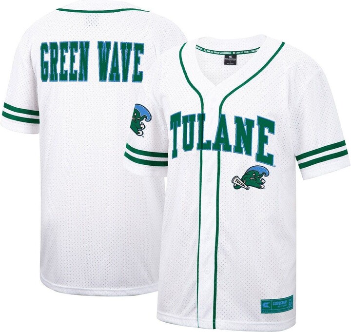 Colosseum Men's White Tulane Green Wave FreeSpirited FullButton