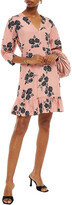 Thumbnail for your product : By Ti Mo Gathered Floral-print Jacquard Mini Dress