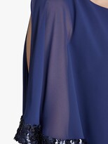 Thumbnail for your product : Gina Bacconi Ladina Sequin Trim Cape Dress, Navy