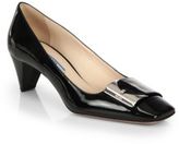 Thumbnail for your product : Prada Patent Leather Front-Buckle Pumps